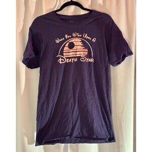 Disney Star Wars When You Wish Upon a Death Star Ladies Navy T-Shirt Size Medium